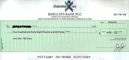 Check from AllAdvantage